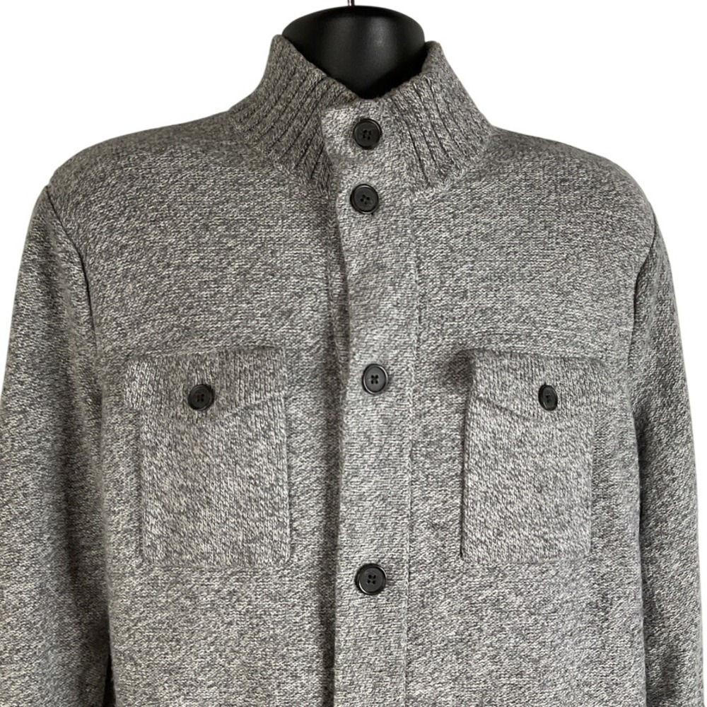 Banana Republic Men's XL Gray Knit‎ Button Front Mock Neck Cardigan Sweater Wool